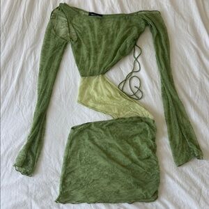 White Fox Boutique Green Asymmetrical Dress